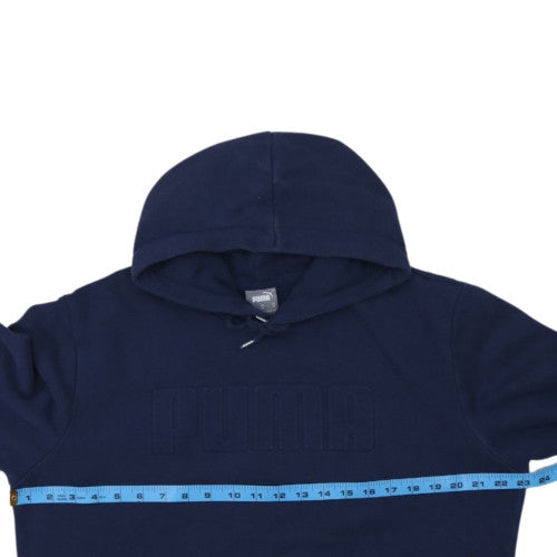 Puma Mens Blue Pullover Hoodie Size M Logo Fleece Hooded Sweatshirt
