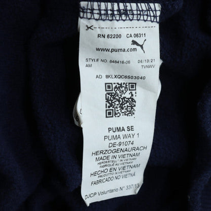 Puma Mens Blue Pullover Hoodie Size M Logo Fleece Hooded Sweatshirt