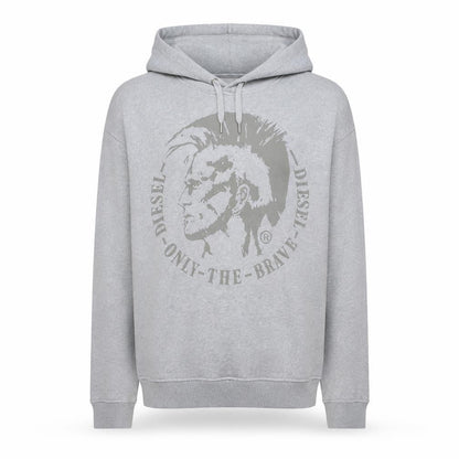 Diesel Men’s Grey Pullover Hoodie M Graphic Print Regular Fit