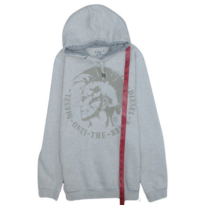 Diesel Men’s Grey Pullover Hoodie M Graphic Print Regular Fit