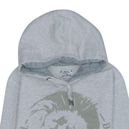 Diesel Men’s Grey Pullover Hoodie M Graphic Print Regular Fit