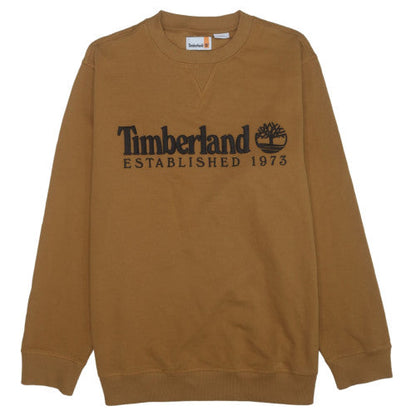 Timberland Men’s Brown XL Regular Fit Embroidered Logo Sweatshirt