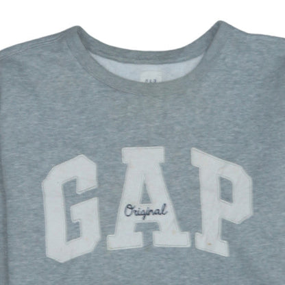 GAP Women Grey Logo Crew Neck Pullover Sweatshirt Size L