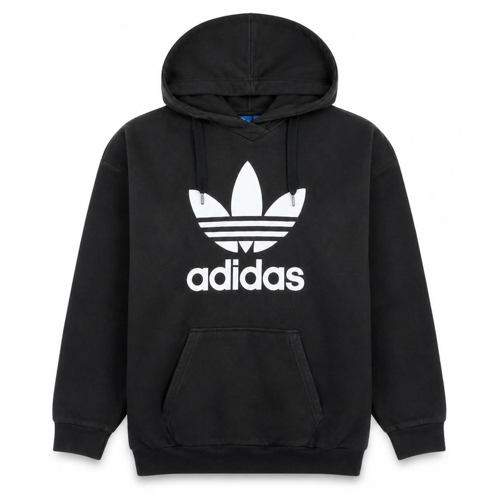 adidas Men's Black Trefoil Pullover Hoodie L Regular Fit