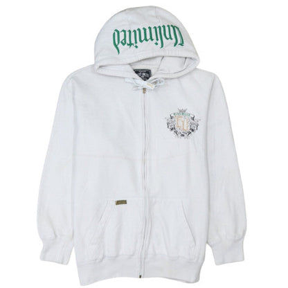 Ecko Unltd Womens White XL Full Zip Hoodie Graphic Crest Design