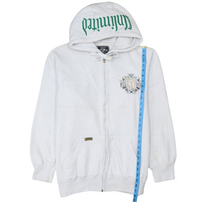 Ecko Unltd Womens White XL Full Zip Hoodie Graphic Crest Design
