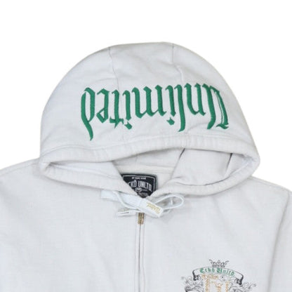 Ecko Unltd Womens White XL Full Zip Hoodie Graphic Crest Design