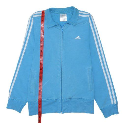 Adidas Women's Blue Full Zip Sweatshirt Size 12 Cotton Blend