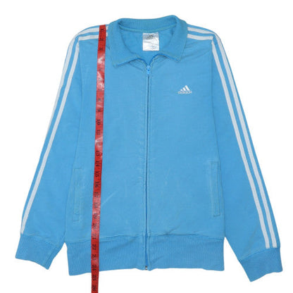 Adidas Women's Blue Full Zip Sweatshirt Size 12 Cotton Blend
