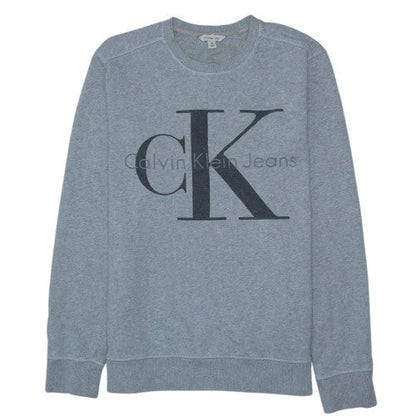 Calvin Klein Jeans Men’s Grey Pullover Sweatshirt M Logo Classic Crew
