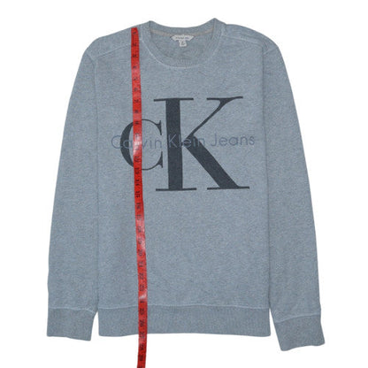 Calvin Klein Jeans Men’s Grey Pullover Sweatshirt M Logo Classic Crew