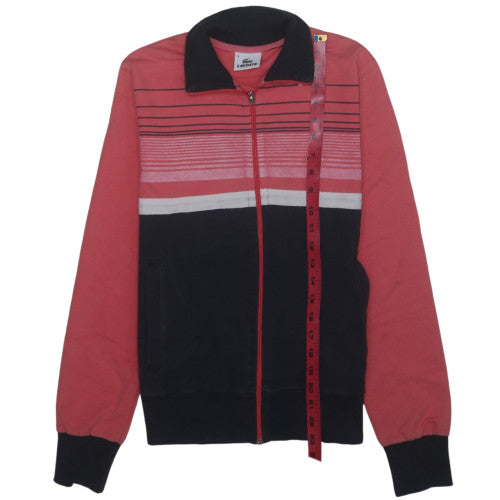 Lacoste Women Pink & Navy Full Zip Sweatshirt Size L Cotton Blend