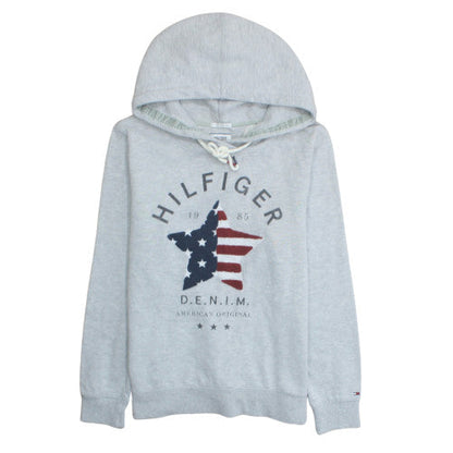 Hilfiger Denim Mens Grey L Pullover Hoodie with Logo Design