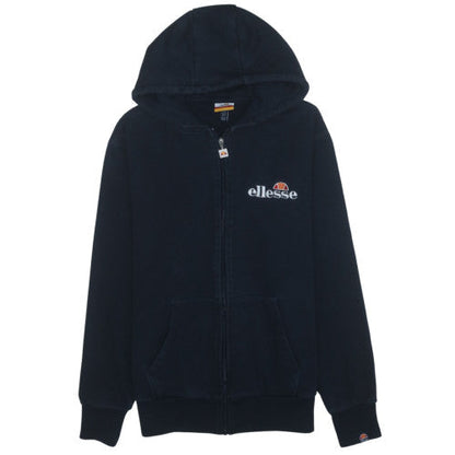 Ellesse Mens Black Full Zip Hoodie L Logo Fleece Sweatshirt