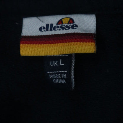 Ellesse Mens Black Full Zip Hoodie L Logo Fleece Sweatshirt