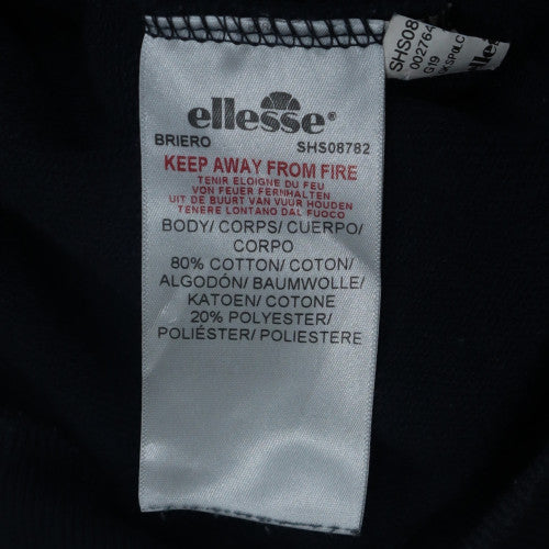 Ellesse Mens Black Full Zip Hoodie L Logo Fleece Sweatshirt