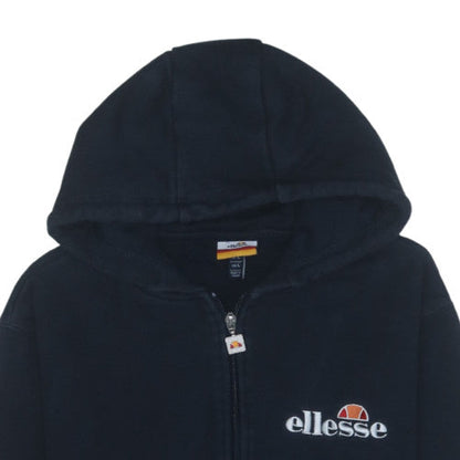 Ellesse Mens Black Full Zip Hoodie L Logo Fleece Sweatshirt