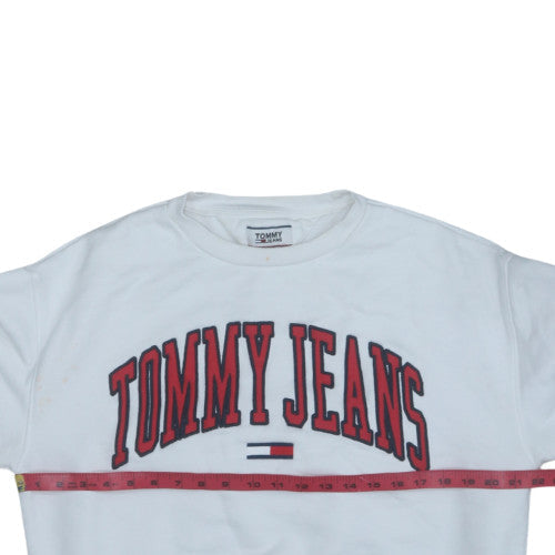 Tommy Jeans Men's White Embroidered Logo Sweatshirt M
