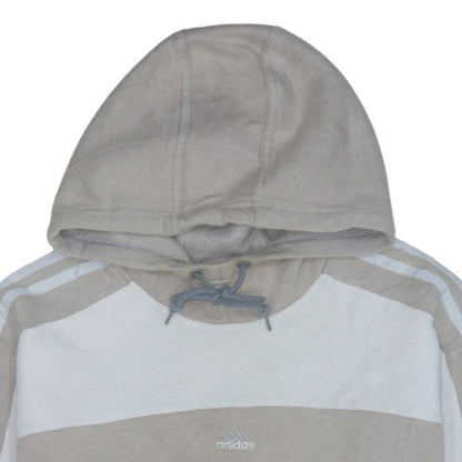 Adidas Men's Beige Pullover Hoodie L Logo Sports Fleece