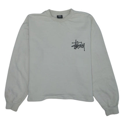 Stussy Men Beige Small Logo Pullover Sweatshirt Crew Neck