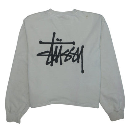 Stussy Men Beige Small Logo Pullover Sweatshirt Crew Neck