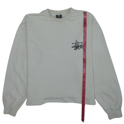 Stussy Men Beige Small Logo Pullover Sweatshirt Crew Neck