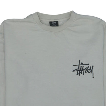 Stussy Men Beige Small Logo Pullover Sweatshirt Crew Neck