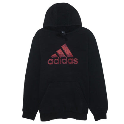 Adidas Mens Black XL Pullover Fleece Hoodie with Red Logo