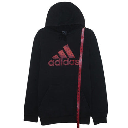 Adidas Mens Black XL Pullover Fleece Hoodie with Red Logo