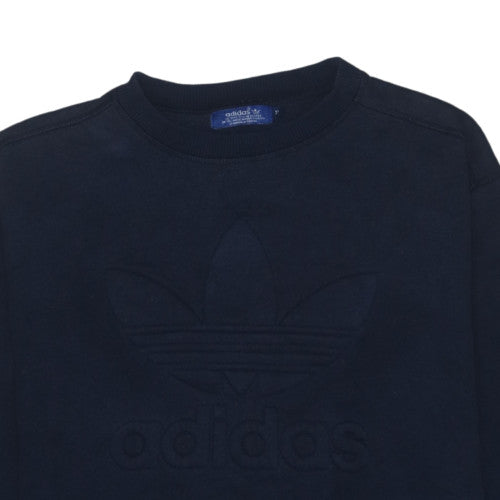 Adidas Mens Blue XL Pullover Crew Neck Logo Sweatshirt