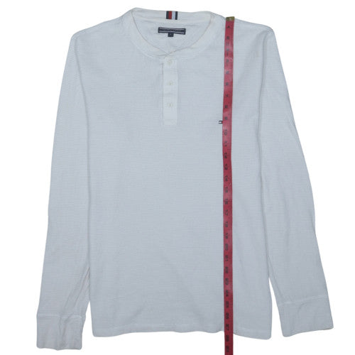Tommy Hilfiger Men's White Henley Cotton Jumper M Long Sleeve
