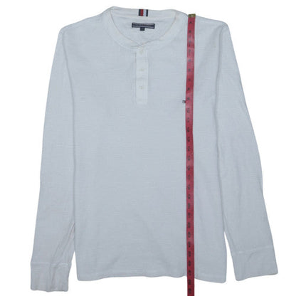 Tommy Hilfiger Men's White Henley Cotton Jumper M Long Sleeve