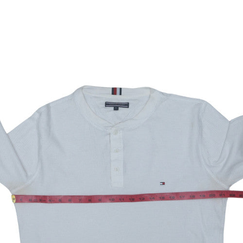 Tommy Hilfiger Men's White Henley Cotton Jumper M Long Sleeve