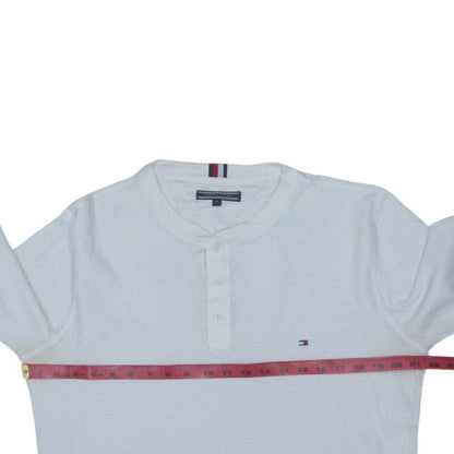 Tommy Hilfiger Men's White Henley Cotton Jumper M Long Sleeve