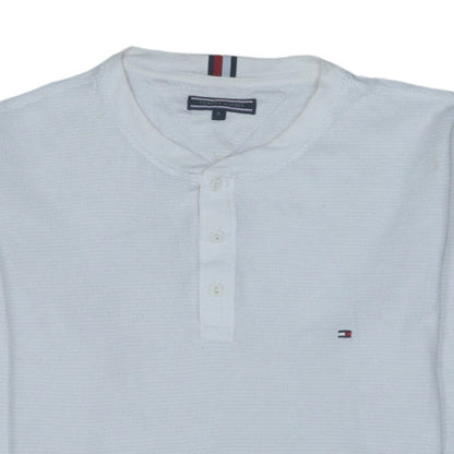 Tommy Hilfiger Men's White Henley Cotton Jumper M Long Sleeve