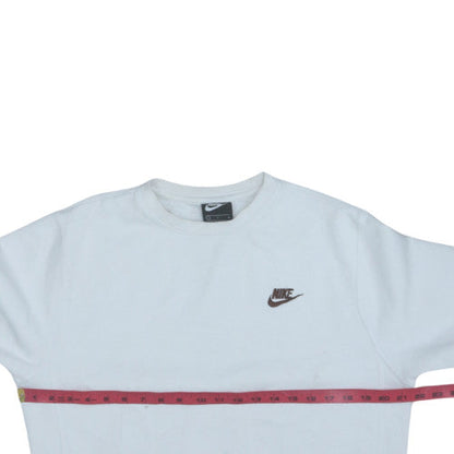 Nike Men's White Small Crew Neck Sweatshirt Cotton Blend Pullover