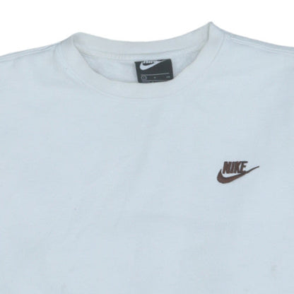 Nike Men's White Small Crew Neck Sweatshirt Cotton Blend Pullover