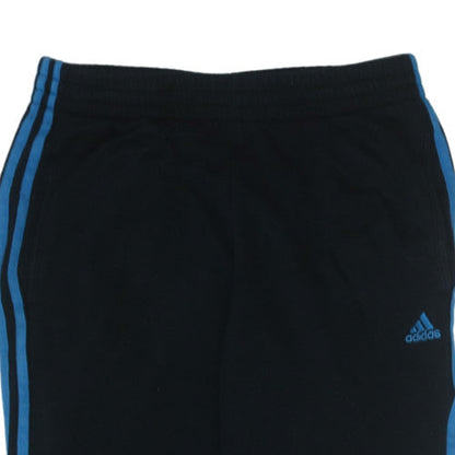 Adidas Boys Black Track Pants 13-14 Years Jogger Cuffed Bottoms Sportswear