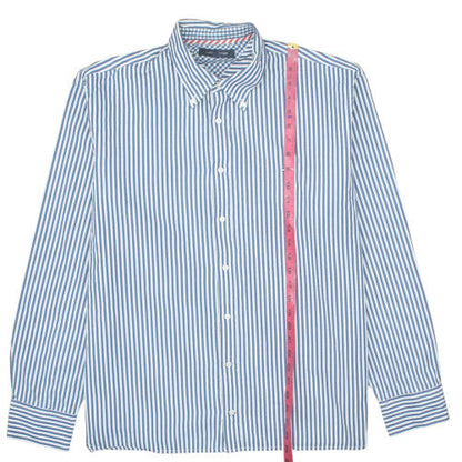 Tommy Hilfiger Men's Blue Striped Button-Down Cotton Shirt XXL