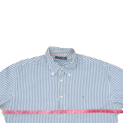 Tommy Hilfiger Men's Blue Striped Button-Down Cotton Shirt XXL