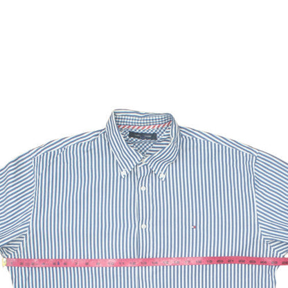 Tommy Hilfiger Men's Blue Striped Button-Down Cotton Shirt XXL
