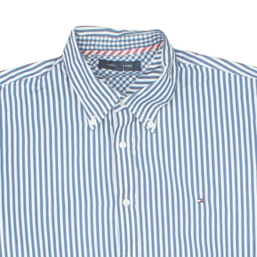 Tommy Hilfiger Men's Blue Striped Button-Down Cotton Shirt XXL