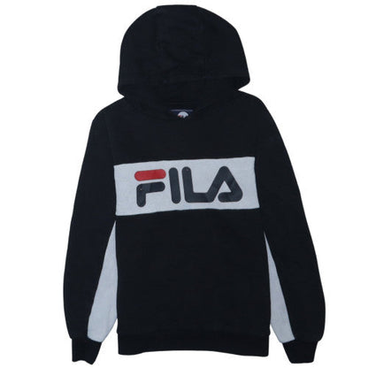 FILA Boys Black Pullover Hoodie 13-15 Years Cotton Blend Logo Design