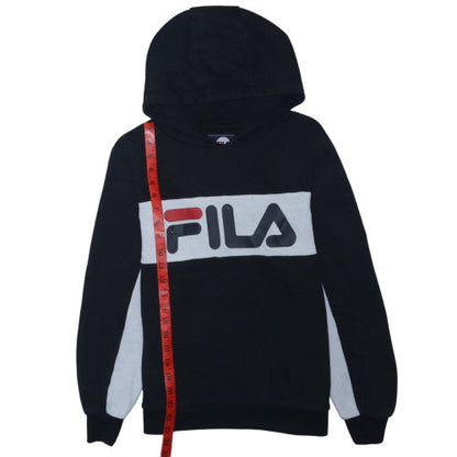 FILA Boys Black Pullover Hoodie 13-15 Years Cotton Blend Logo Design