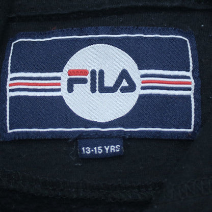 FILA Boys Black Pullover Hoodie 13-15 Years Cotton Blend Logo Design