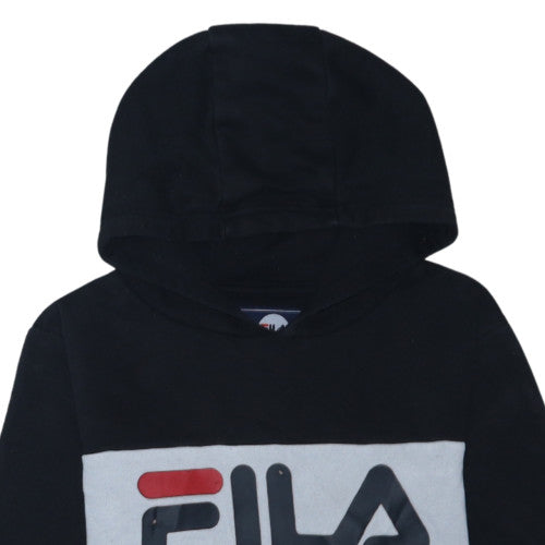 FILA Boys Black Pullover Hoodie 13-15 Years Cotton Blend Logo Design