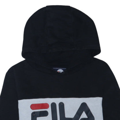 FILA Boys Black Pullover Hoodie 13-15 Years Cotton Blend Logo Design