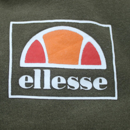 Ellesse Men's Green Pullover Hoodie L Regular Fit Fleece Logo Sportswear
