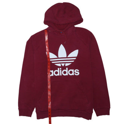Adidas Mens Red Trefoil Pullover Hoodie Size L Regular Fit