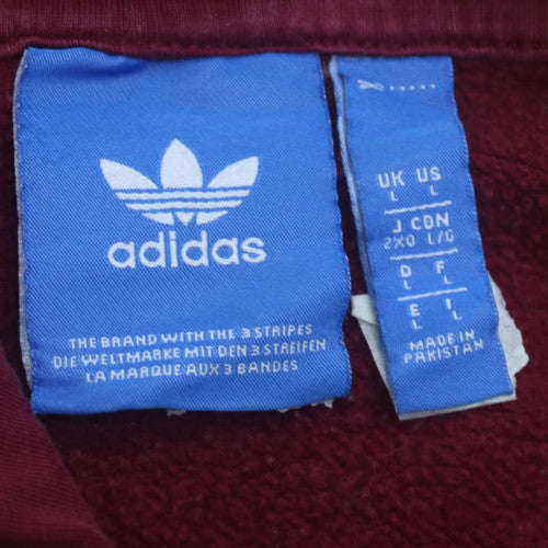 Adidas Mens Red Trefoil Pullover Hoodie Size L Regular Fit